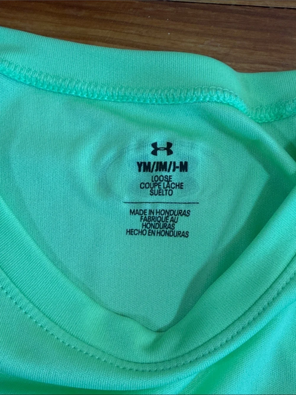 Under Armour Neon Green Youth Short Sleeve Tee with Blue Logo